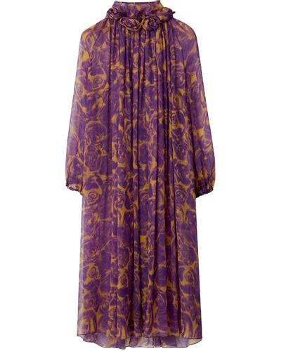 burberry midi dress purple print|Designer Dresses For Women .